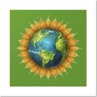 Vintage Sunflower Earth Day Posters and Art